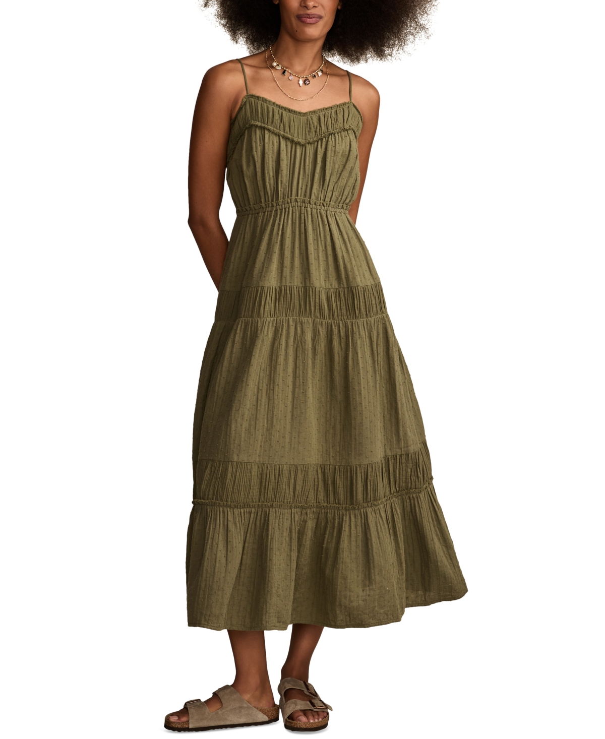Shop Lucky Brand Women's Cotton Gauze Tiered Maxi Dress