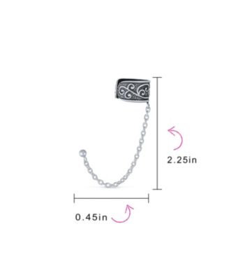 Set of 2 Boho Bali Vine Scroll Ear Cuff Wrap Earrings in Oxidized Sterling Silver