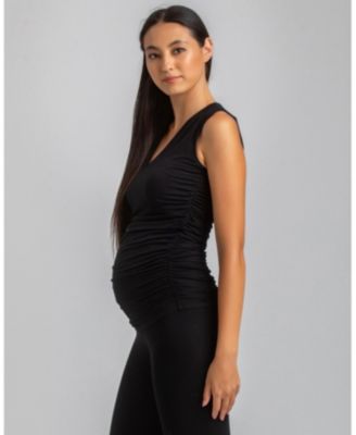 Maternity Sleeveless Dolce Blouse with V-Neck and Side Ruching