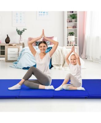 Gymnastics PU Mat  Thick Folding Panel Gym Fitness Exercise-Navy