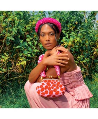 ARNOLDI Daisy Hand-beaded Clutch Bag In Pink & Red