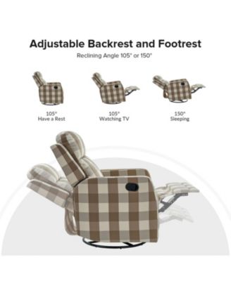 Coral Modern Ergonomic Swivel Rocker Manual Recliner