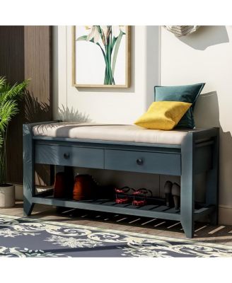 Entryway Storage Bench with Cushion Drawers and Shoe Rack for Organized Seating and Footwear Storage in Small Spaces-The Pop Home