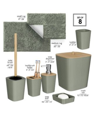 8-Piece Complete Bathroom Decor & Accessory Set with Bath Rugs
