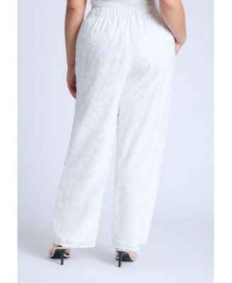 Women's Plus Size Textured Jacquard Pants