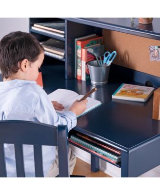 Taiga Kids Desk and Chair Set with Hutch - Navy: Kids Wooden Computer Desk with Storage Drawers and Shelves | Kids Study Table for Bedroom