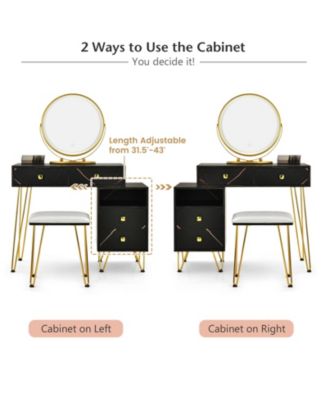 Modern Dressing Table with Storage Cabinet-Black
