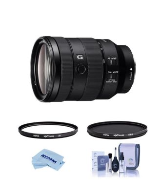 FE 24-105mm f/4 G OSS Lens for Sony E, Bundle with Hoya NXT Plus 77mm UV+CPL Filter Kit, Cleaning Kit, Microfiber Cloth