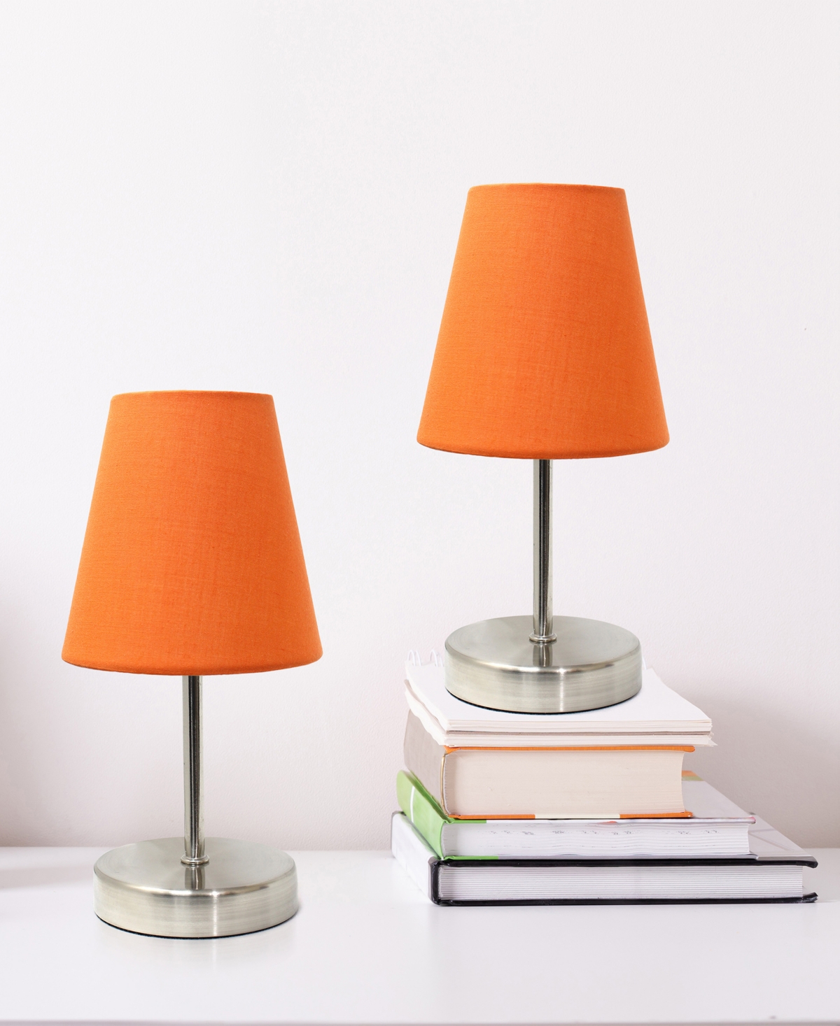 Creekwood Home 10.5" Metal Iconic Duo Mini Sand Nickel Table Lamp Set