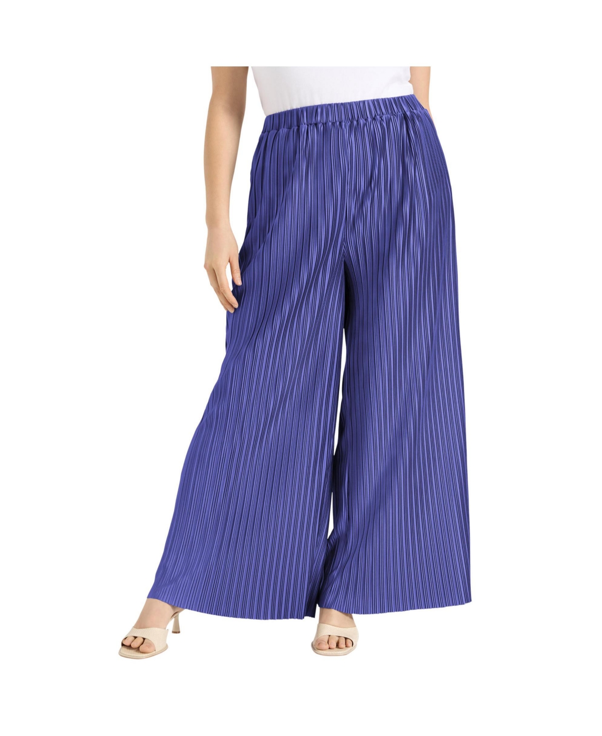 Plus Size June + Vie Plisse High-Rise Pants - Potting soil