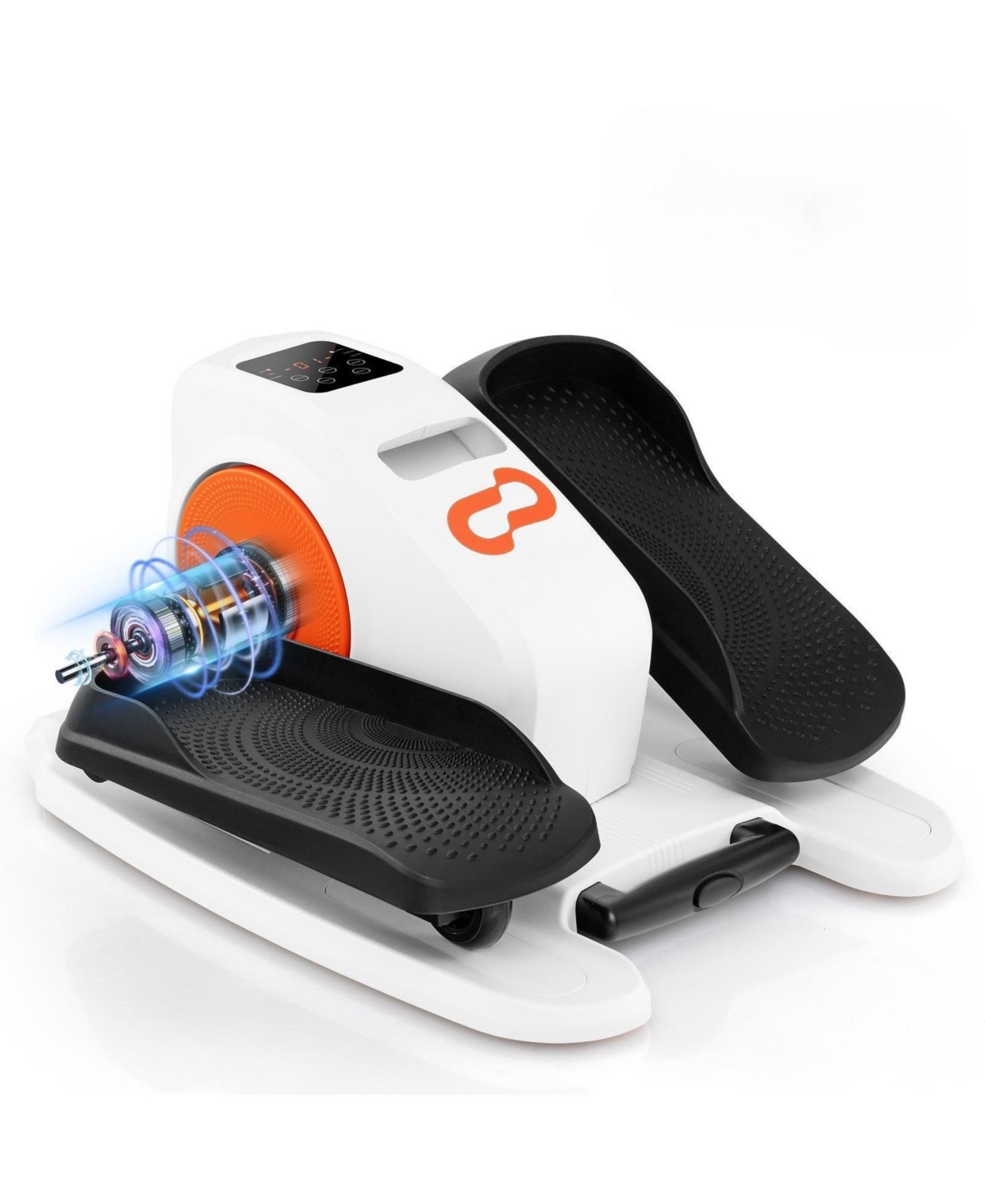 Under Desk Elliptical Machine with Display Monitor for Home Office - White