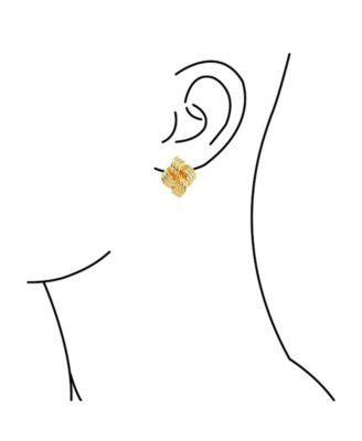 Set of 2 Geometric Twist Rope Knot Clip-On Earrings For Non-Pierced Gold Plated