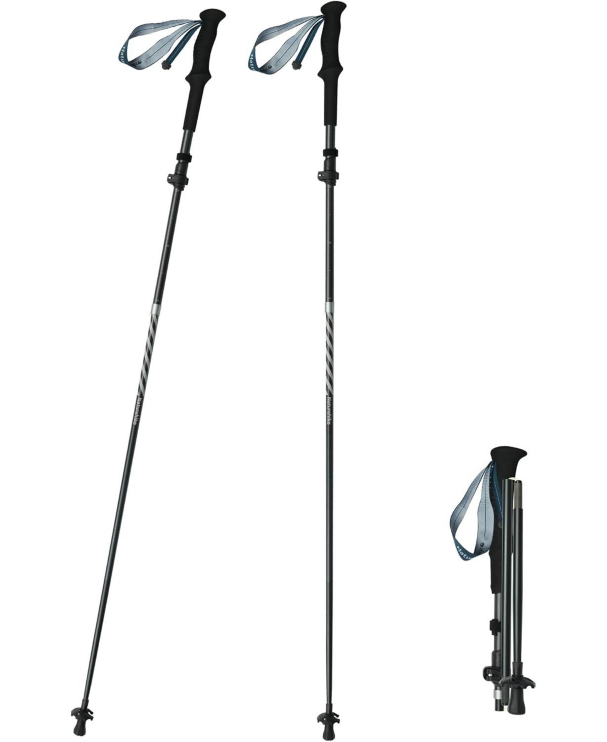 1pc Aluminum Trekking Poles, Lightweight Folding Hiking Poles, Adjustable 115-135cm, Compact 36cm, Walking Sticks for Hiking & Camping - Bl