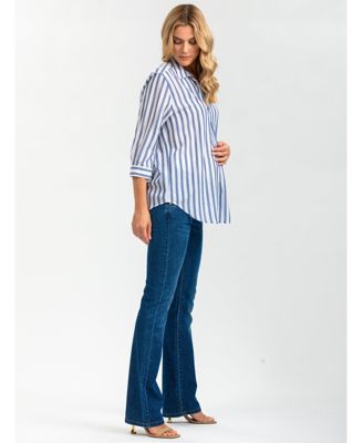 Maternity Classic Collared 3/4 Sleeve Blouse Panarea