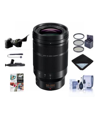 Panasonic Lumix G Leica DG Vario-Elmarit 50-200mm F/2.8-4 Aspheical Lens for Micro 4/3 - Bundle with 62mm Filter Kit, Lens Wrap, Cleaning