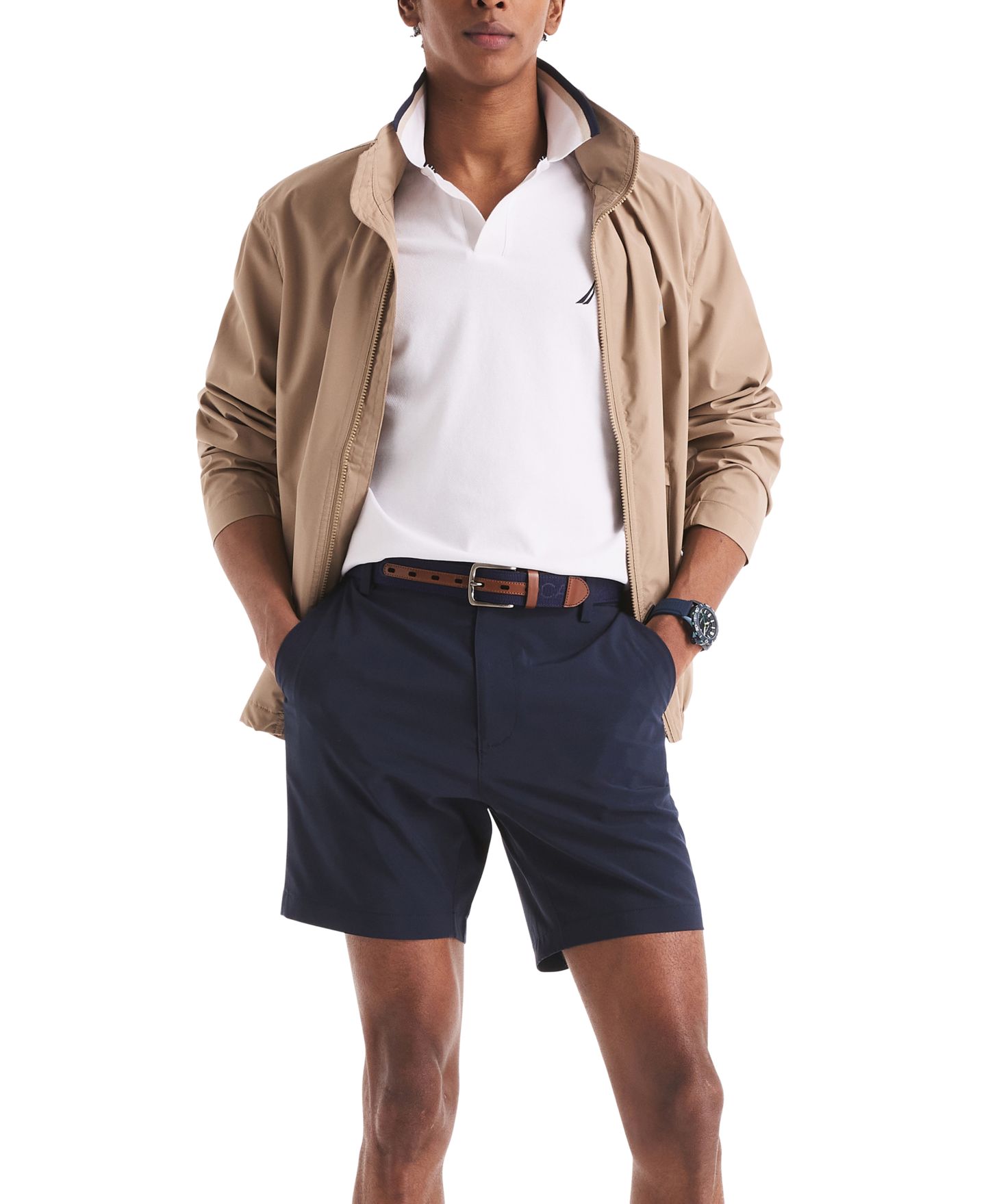 Мужское поло Nautica Classic-Fit Johnny Collar Tipped Polo Shirt, цвет: Яркий белый — фото 2