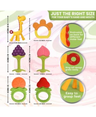 Baby Teether Toys for Babies 0-6 Months, Newborn Infant Baby Teethers Freezer Safe Silicone Baby Teether Toys, Frozen Teething Toys for Babies 0-6 Months, Baby Teethers Toys 6 Pack - Perfect Baby Gift