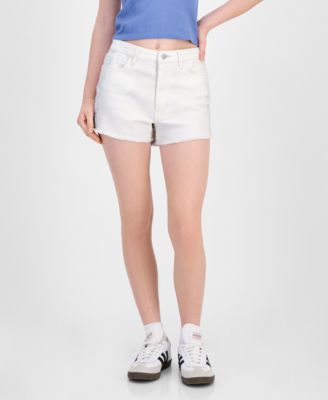 Juniors' Lace-Trimmed Mom Shorts