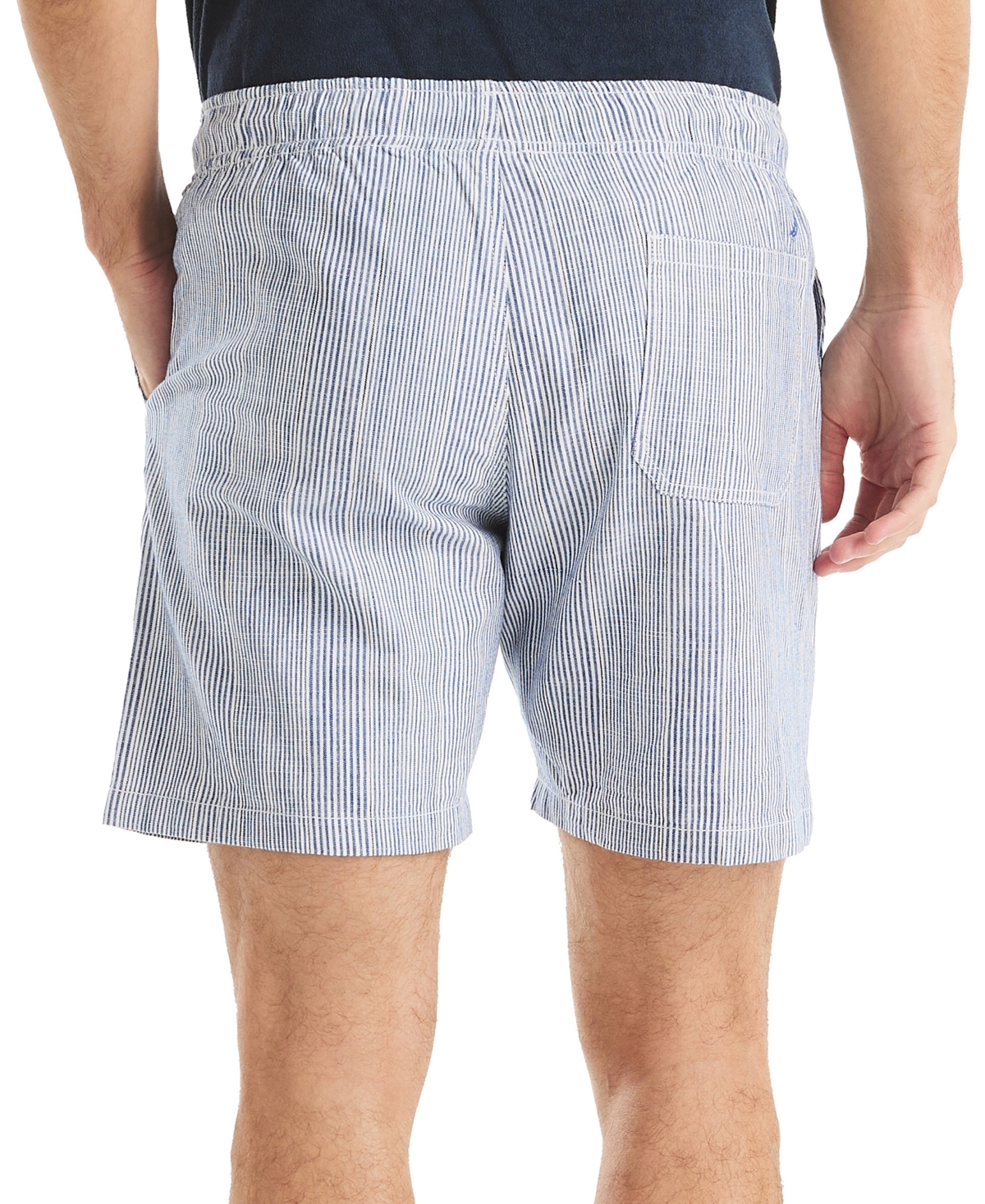 Nautica 7" Striped Textured Pull-on Short In Blue