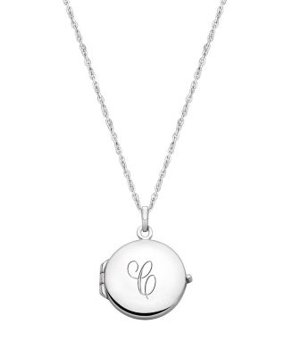 Tiny Blessings Girls Children's Sterling Silver Round Locket & Engraved Initial 14-16" Necklace - Silver - c