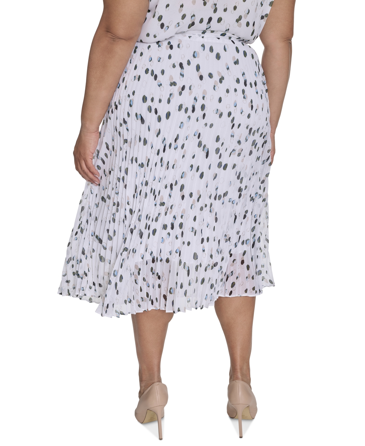 Calvin Klein Plus Size Pleated Dot-print Skirt