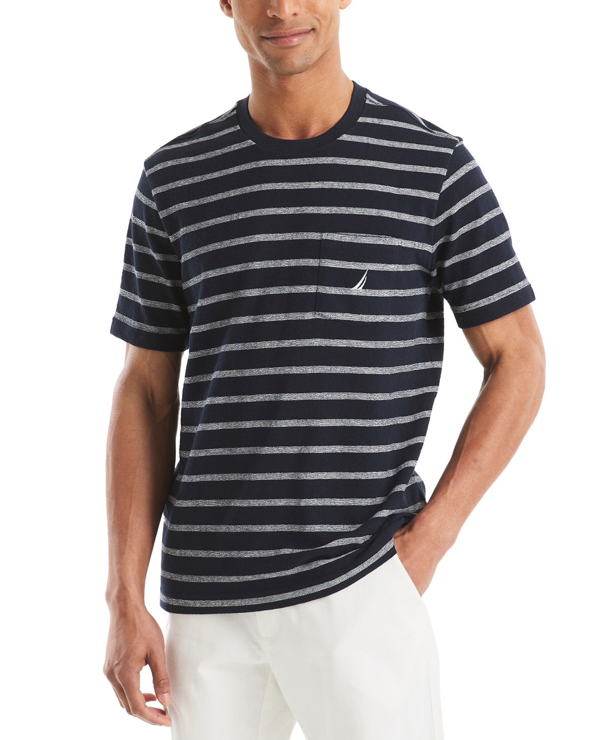 Men's Stripe Crewneck T-Shirt - Navy Seas