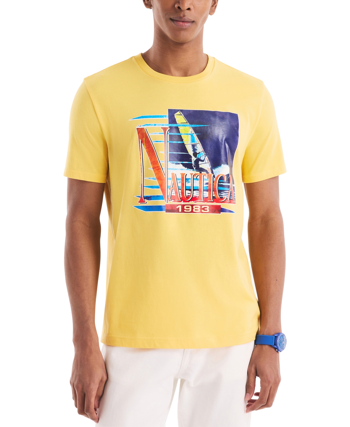 Men's Windsurfing Logo Graphic T-Shirt - Daffodil