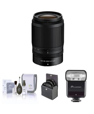 NIKKOR Z DX 50-250mm f/4.5-6.3 VR Lens, Bundle with Flashpoint Zoom-Mini TTL R2 Flash, ProOptic 62mm Filter Kit, Cleaning Kit