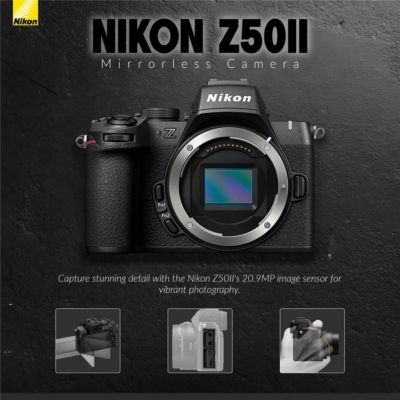 Z50II Mirrorless Camera, Bundle with Tripod/Monopod, TASC300 Microphone, 128GB Memory Card, EN-EL25 Battery