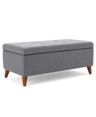 Upholstered Storage Ottoman Bench with Lift-Top, Padded Seat, and Hidden Compartment for Living Room or Office-The Pop Home