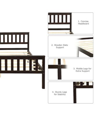 Wood Bed Frame Support Platform with Headboard and Footboard