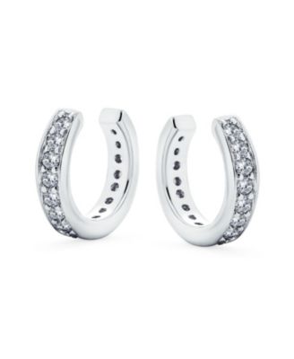 Set of 2 Ear Cuff Cartilage CZ Band Clip Wrap Helix Earrings Silver Gold Plated