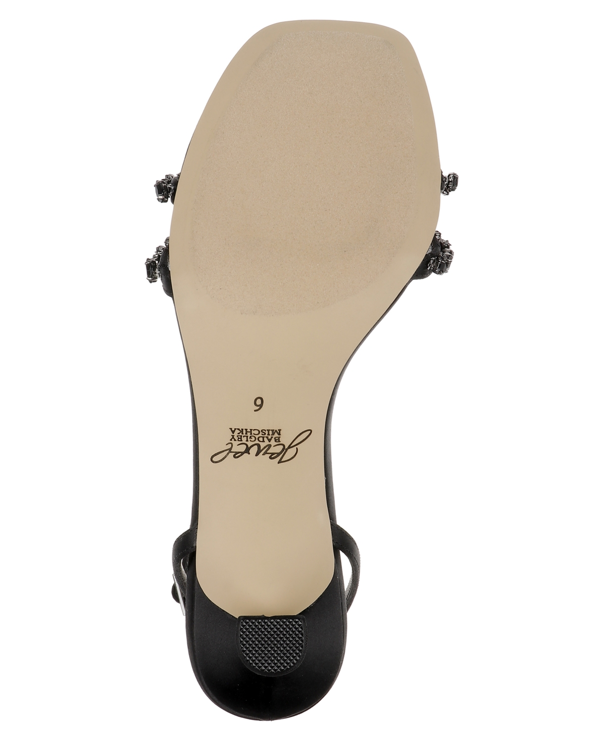Jewel Badgley Mischka Marley Ankle Strap Sandal In Black Satin