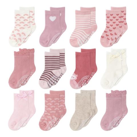Детские хлопковые носки The Peanutshell для девочки, 12 пар, Blush/Mauve