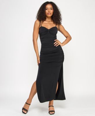 Emerald Sundae - Juniors' Sweetheart-Neck Ruched Gown