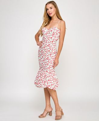 Juniors' Sweetheart-Neck Bubble-Flounce Dress