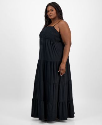 Trendy Plus Size Embroidered Lace Trim Sleeveless Maxi Dress