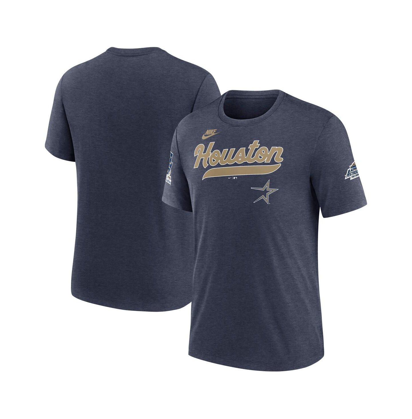 Мужская футболка Nike Heather Navy Houston Astros Cooperstown Collection Eras Tri-Blend — фото 1