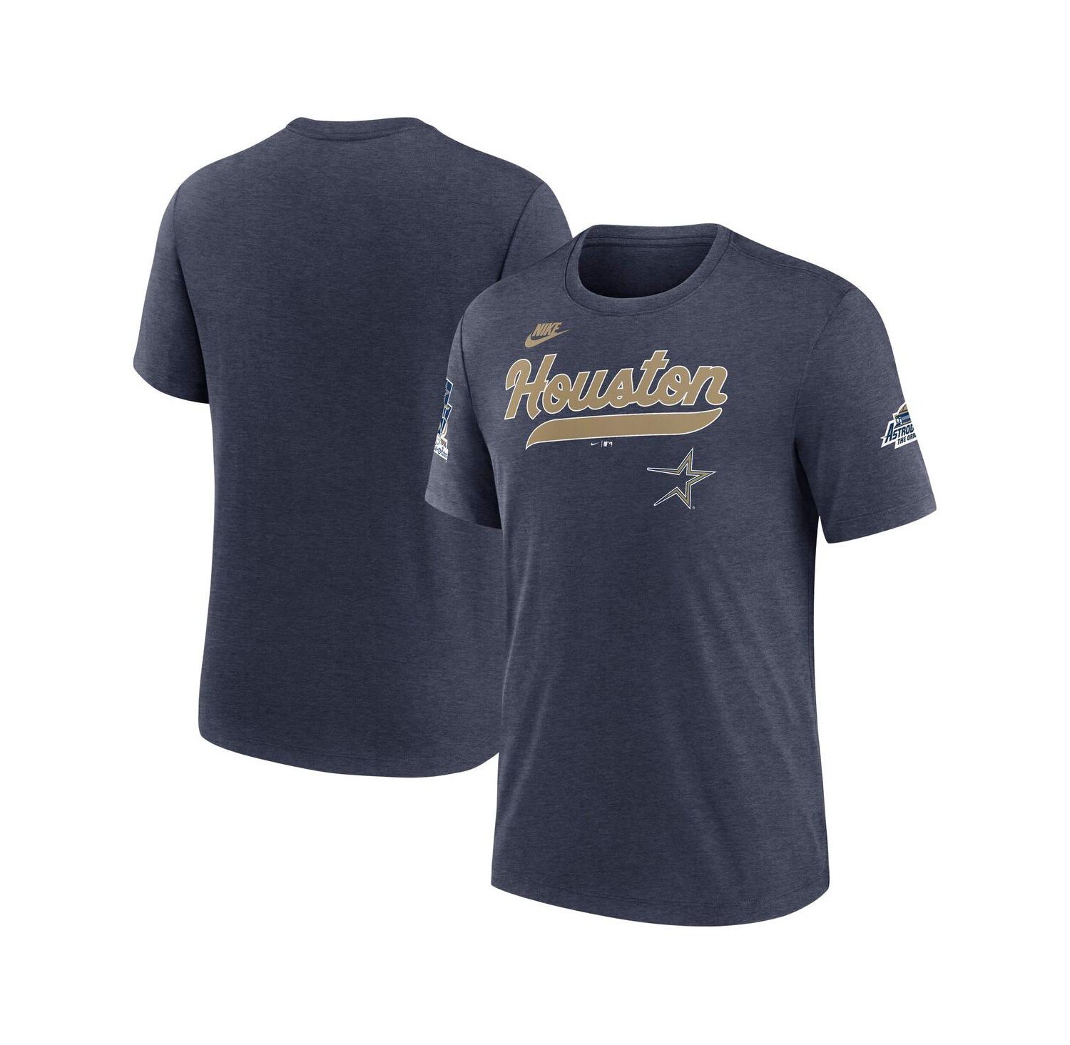 Men's Heather Navy Houston Astros Cooperstown Collection Eras Tri-Blend T-Shirt