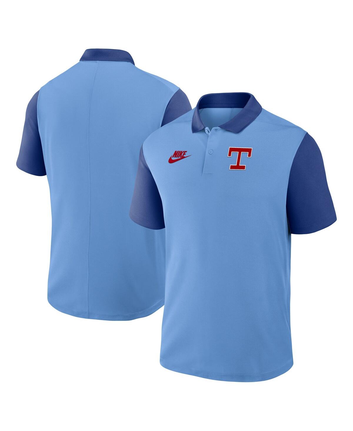 Nike Men's Light Blue/royal Texas Rangers Cooperstown Collection Color-block Victory Performance Polo Shi In Light Blue,royal
