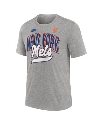 Men's Heather Gray New York Mets Cooperstown Collection Retro Tri-Blend T-Shirt