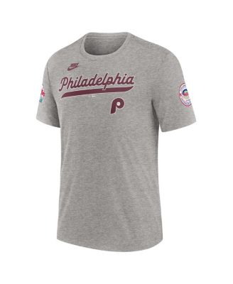 Men's Heather Gray Philadelphia Phillies Cooperstown Collection Eras Tri-Blend T-Shirt