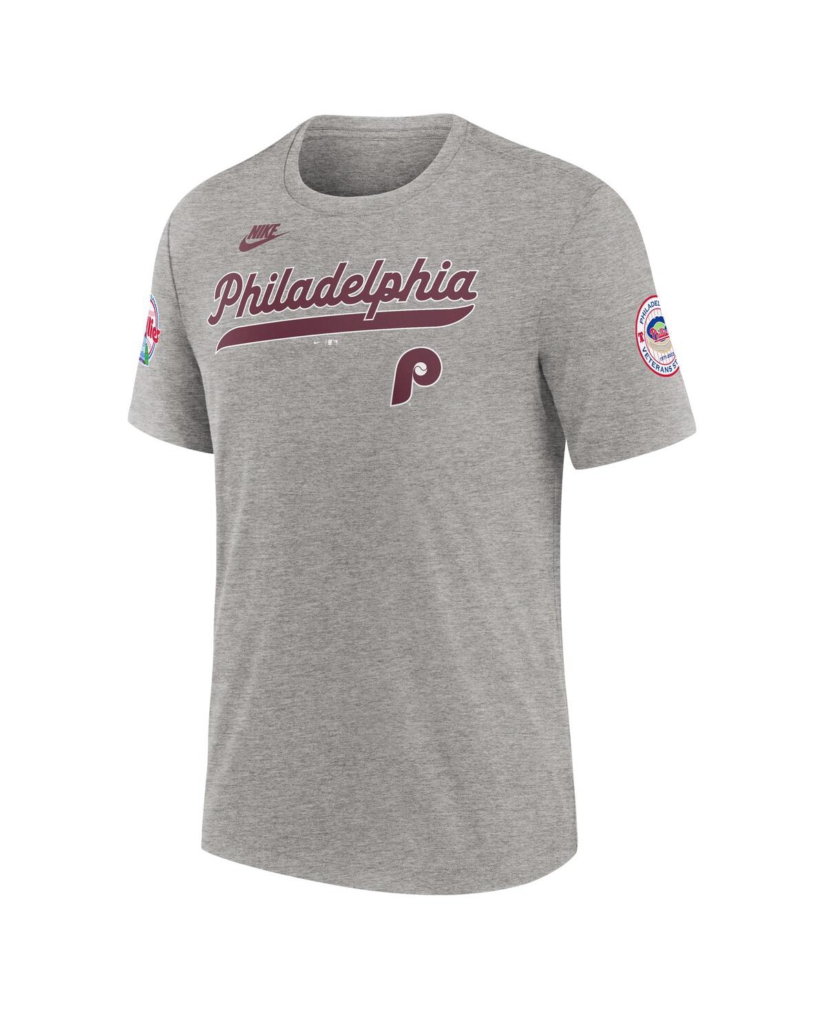 Nike Heather Gray Philadelphia Phillies Cooperstown Collection Eras Tri-blend T-shirt In Heather Gray