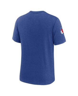 Men's Heather Royal Texas Rangers Cooperstown Collection Eras Tri-Blend T-Shirt