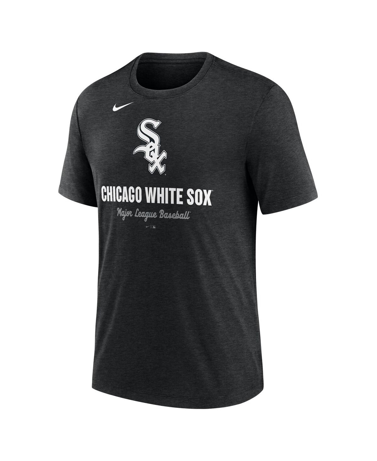 Nike Men's Heather Black Chicago White Sox Logo Tri-blend T-shirt In Black