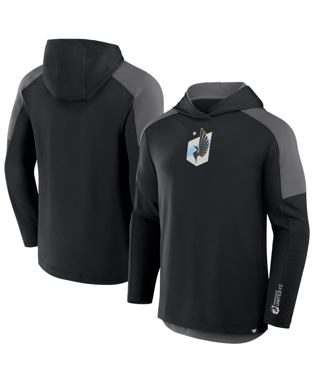 FANATICS MEN'S BLACK MINNESOTA UNITED FC RED CARD TRANSITIONAL PULLOVER HOODIE 