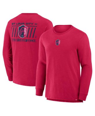 Fanatics - Men's Red St. Louis City SC Lob Attempt Stadium Slub Long Sleeve T-Shirt