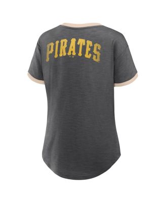 Women's Black Pittsburgh Pirates Binge Worthy Stadium Slub V-Neck T-Shirt