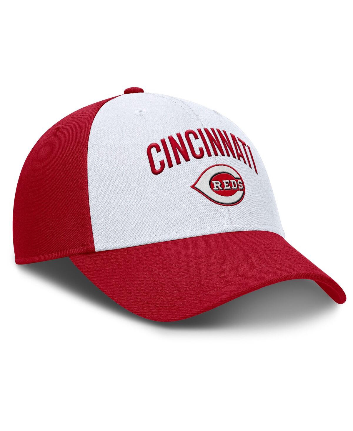 Nike Men's White/red Cincinnati Reds Club Performance Adjustable Hat In White,red