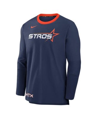 Men's Navy Houston Astros 2025 City Connect Authentic Collection Lightweight Player Tri-Blend Performance Long Sleeve T-Shirt